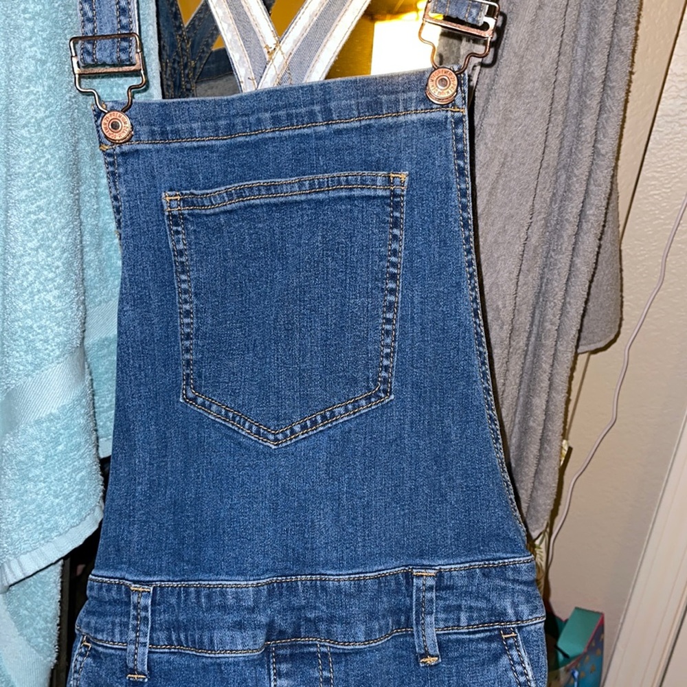 f21 dark denim overall pants